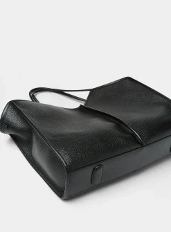 Calella black leather tote bag