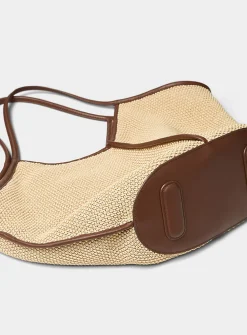 Calella raffia and leather tote bag