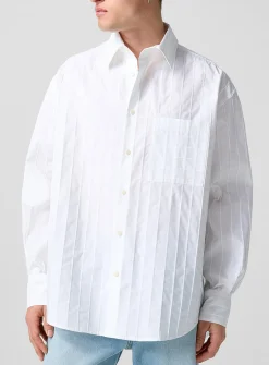 Camargue loose pleated poplin shirt