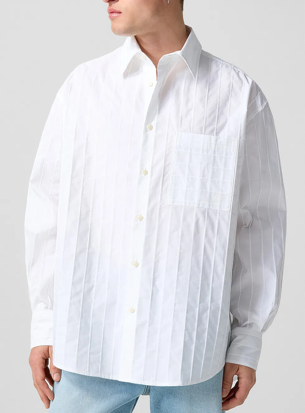 Camargue loose pleated poplin shirt