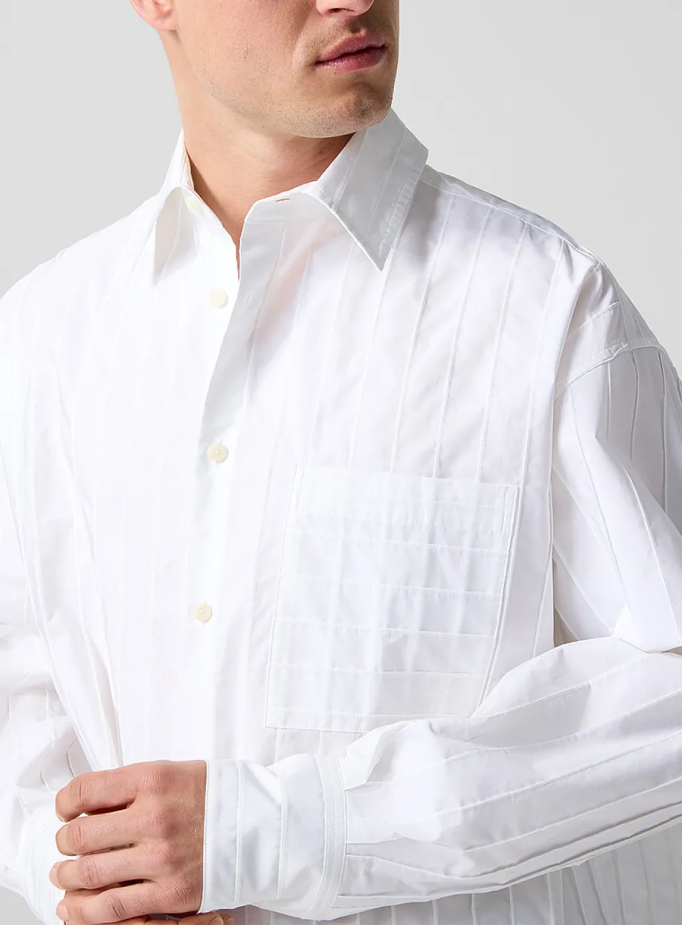 Camargue loose pleated poplin shirt