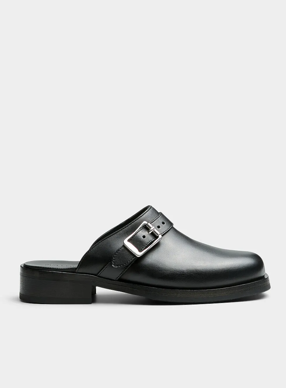 Camion black leather mule