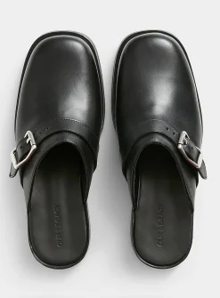 Camion black leather mule