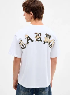Camo embroidered inscription T-shirt