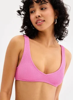 Candy-pink ribbed bralette