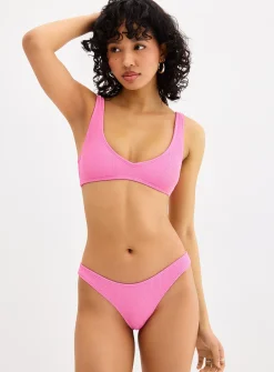 Candy-pink ribbed bralette
