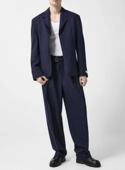 Canevas belted virgin wool pant
