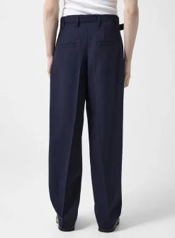 Canevas belted virgin wool pant