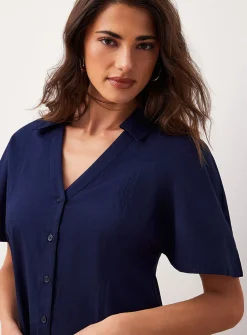 Cap sleeve poplin mini-shirtdress