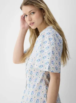 Cap sleeve poplin mini-shirtdress