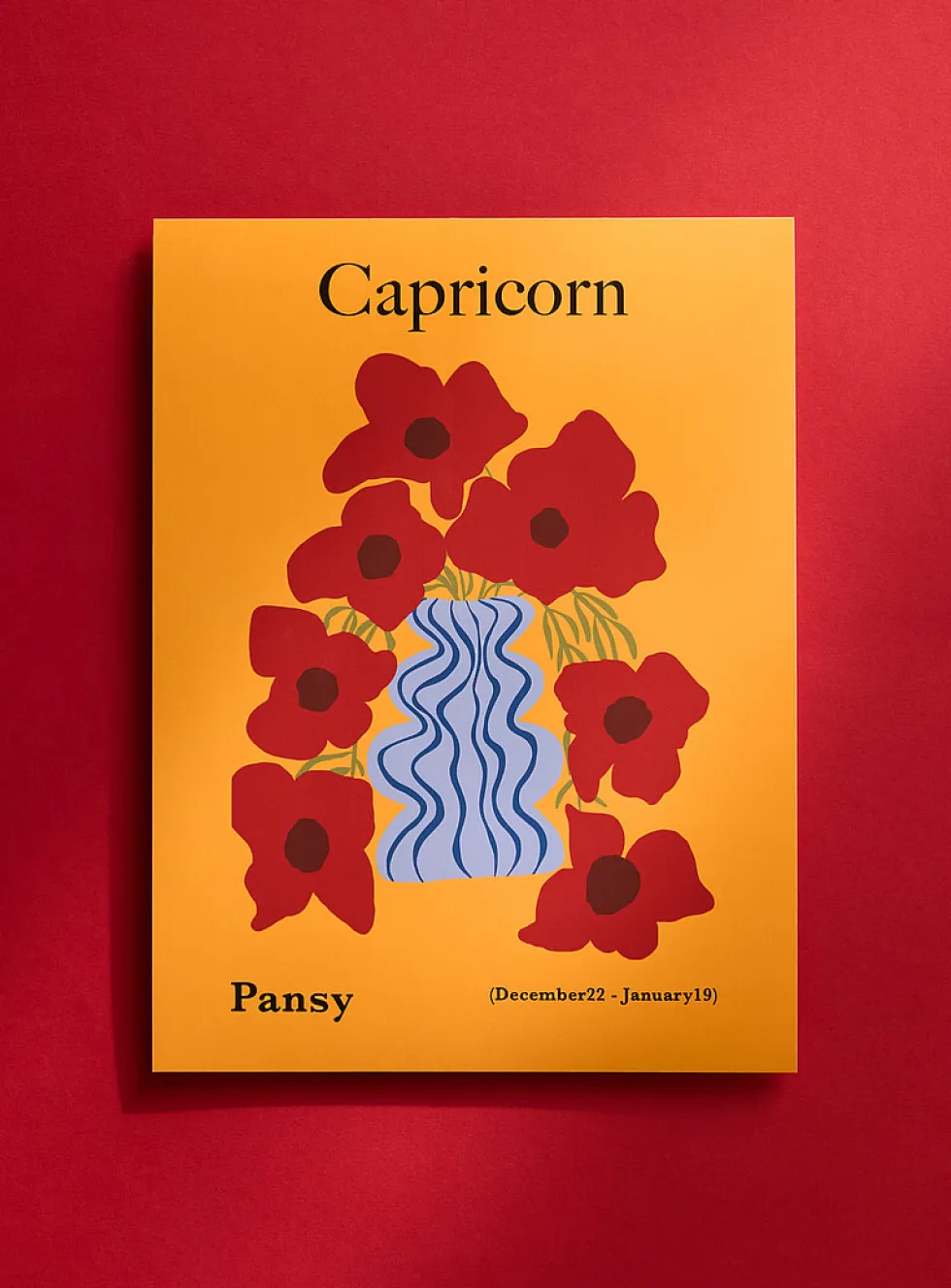 Capricorn floral zodiac poster