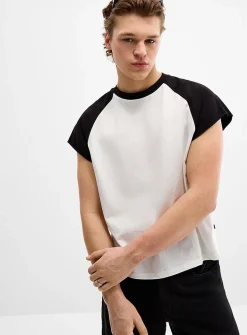 Cap-sleeve baseball T-shirt