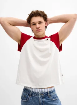 Cap-sleeve baseball T-shirt