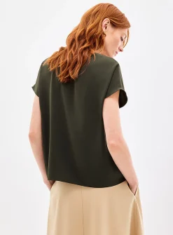 Cap-sleeve flowy blouse