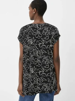 Cap-sleeve flowy printed tunic