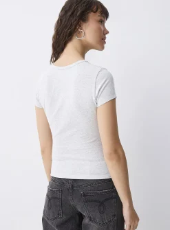 Cap-sleeve Henley T-shirt