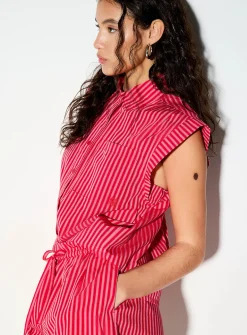 Cap-sleeve poplin shirt