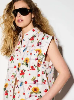 Cap-sleeve poplin shirt