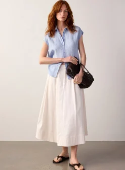 Cap-sleeve pure linen shirt
