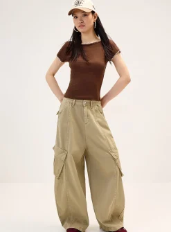Cargo barrel-leg pant