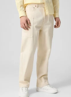 Cargo pockets cream-coloured jean