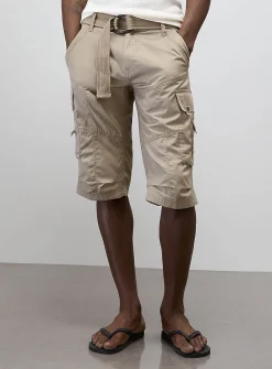 Cargo-pocket belted Bermudas