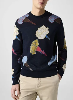 Carnation jacquard sweater