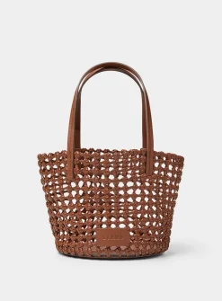 Caro small openwork woven leather bucket bag