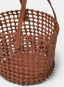 Caro small openwork woven leather bucket bag
