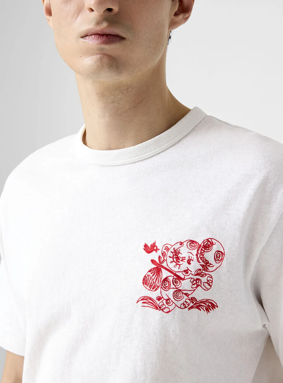 Cartoon animals embroidered T-shirt