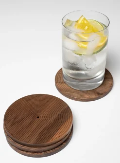Carved wood coasters