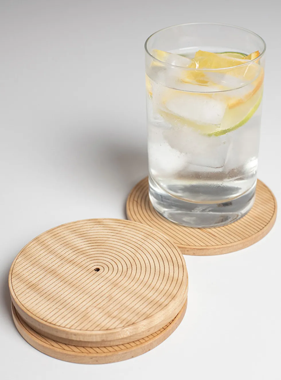 Carved wood coasters