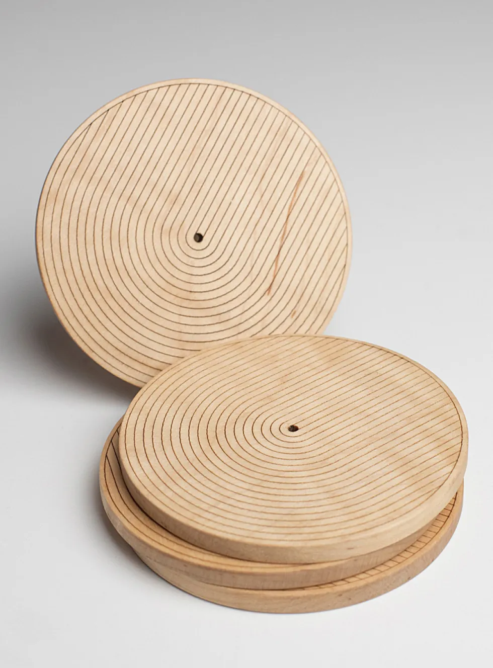 Carved wood coasters