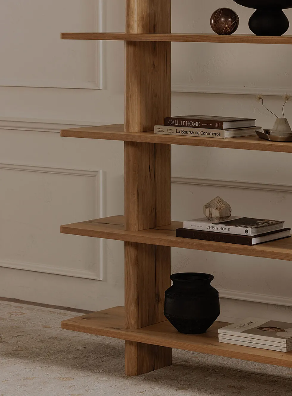 Casey large rustic oak bookcase