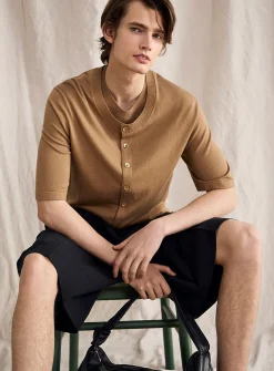 Cashmere-blend short-sleeve cardigan