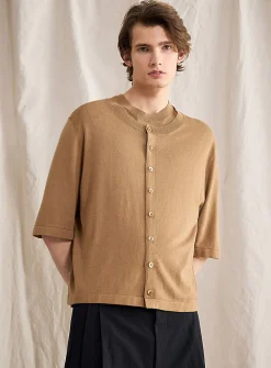 Cashmere-blend short-sleeve cardigan