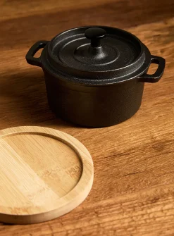 Cast iron storage jar with bamboo tray