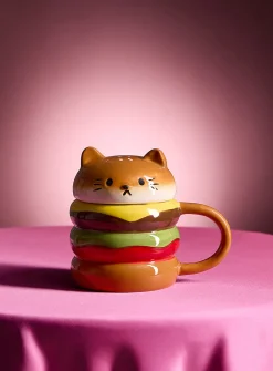 Cat burger lidded mug