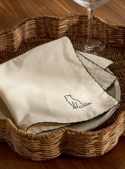 Cats embroidered napkin