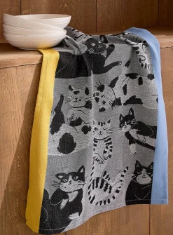 Cats jacquard tea towel