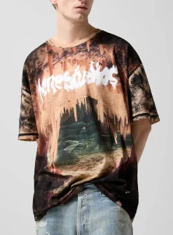 Cavern print distressed T-shirt