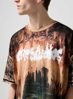 Cavern print distressed T-shirt