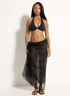 Centre gold ring halter bikini top