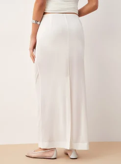 Centre slit maxi micromesh skirt