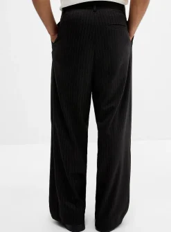 Chalk-stripe pleated wide pant