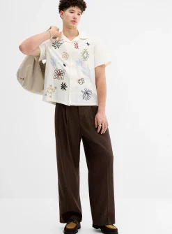 Chalk-stripe pleated wide pant