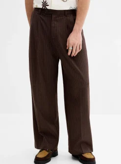Chalk-stripe pleated wide pant