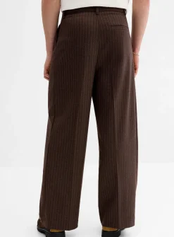 Chalk-stripe pleated wide pant