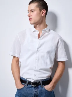 Chambray-like linen shirt