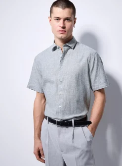 Chambray-like linen shirt